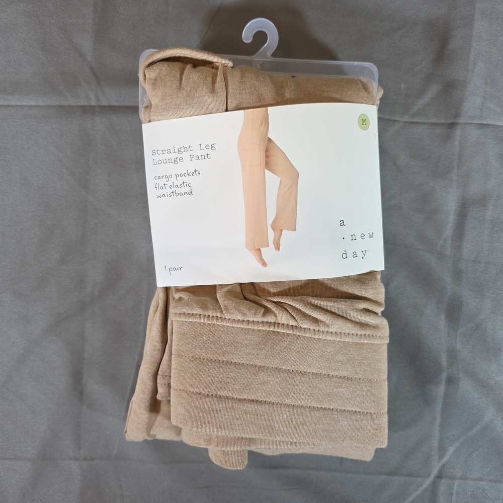 A New Day Straight Leg Lounge Pants Cargo Pockets Elastic Waistband Size Medium